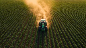 tractor working green field